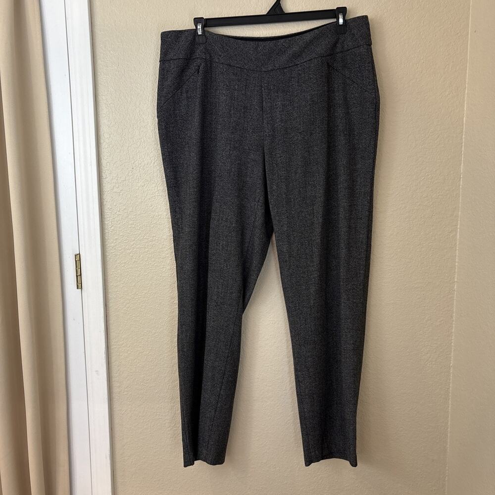 Investments Womens Straight Leg Heather Charcoal Work Dress Pants Black,Sz 18W R